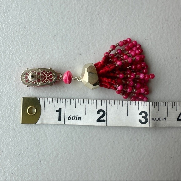 Kendra Scott Dove Statement Earrings Tassel Red Dark Pink - Picture 3 of 6